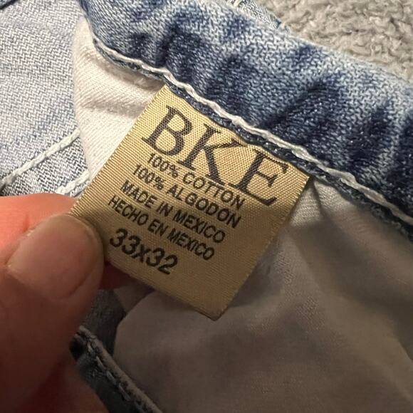 BKE Derek Jeans Mens 33 Blue Straight Leg Thick Stitch Denim Western (33x31.5) - Picture 7 of 11